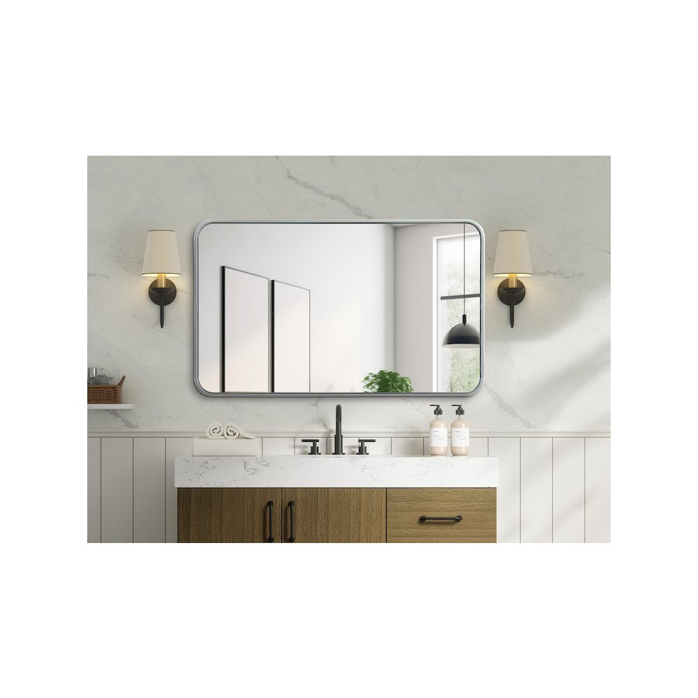 Contour Metal Rectangle Mirror 22x36 in Silver