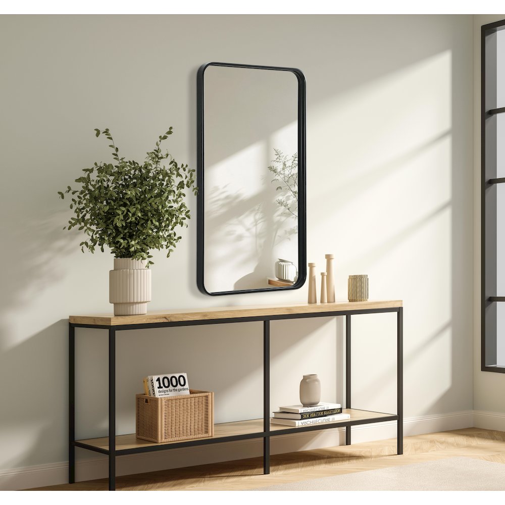 Contour Metal Rectangle Mirror 22x40 in Black
