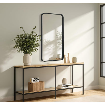 Contour Metal Rectangle Mirror 22x40 in Black