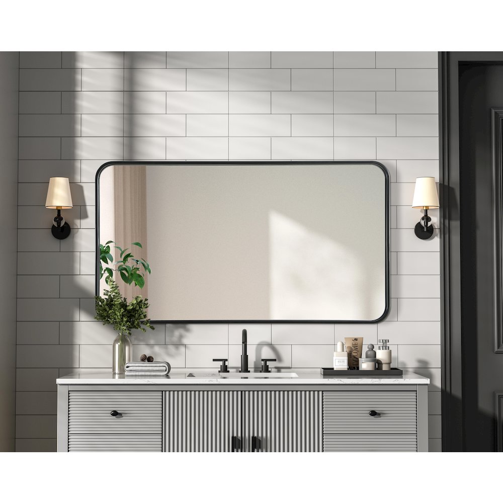 Contour Metal Rectangle Mirror 22x40 in Black