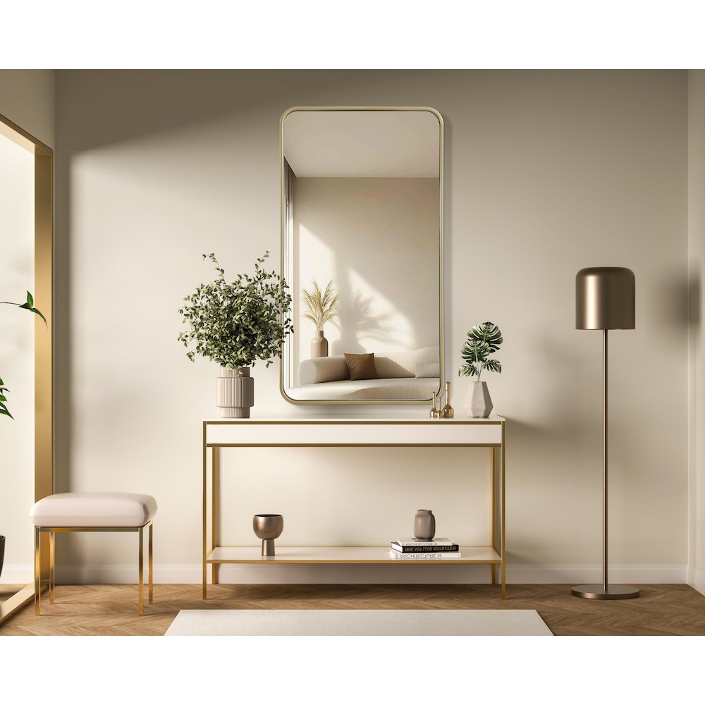 Contour Metal Rectangle Mirror 22x40 in Brass