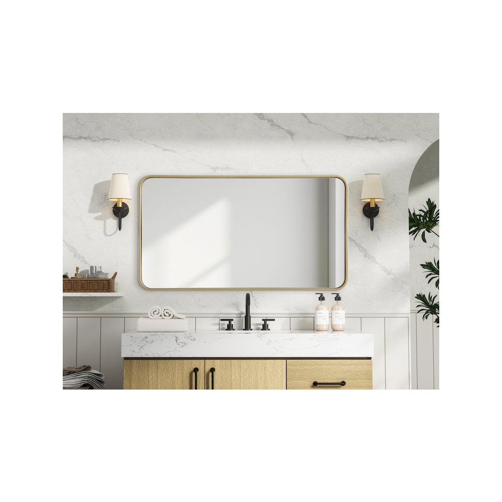 Contour Metal Rectangle Mirror 22x40 in Brass