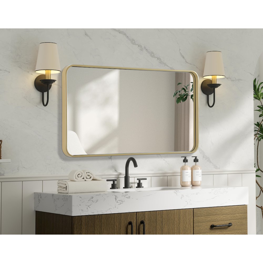 Contour Metal Rectangle Mirror 22x40 in Brass