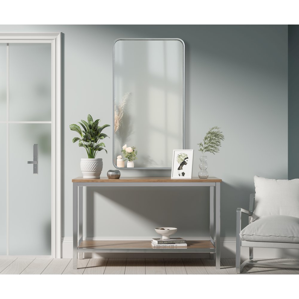 Contour Metal Rectangle Mirror 22x40 in Silver