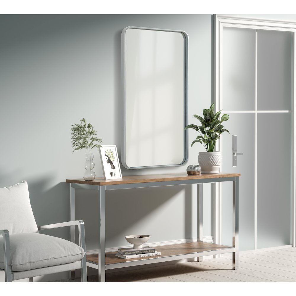 Contour Metal Rectangle Mirror 22x40 in Silver
