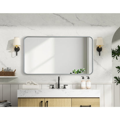 Contour Metal Rectangle Mirror 22x40 in Silver