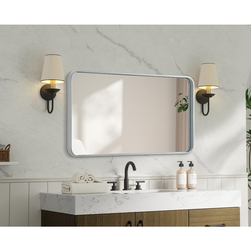 Contour Metal Rectangle Mirror 22x40 in Silver