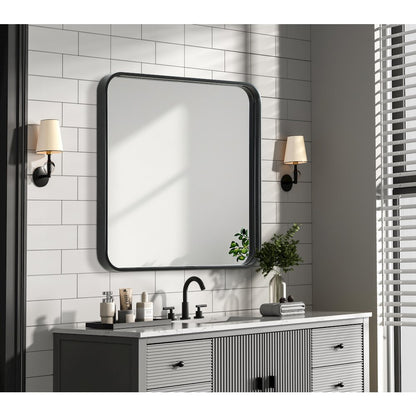 Contour Metal Square Mirror 24x24 in Black