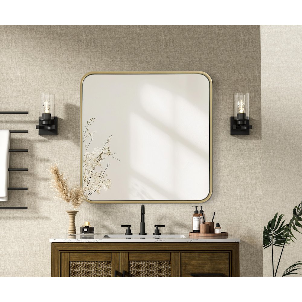 Contour Metal Square Mirror 24x24 in Brass