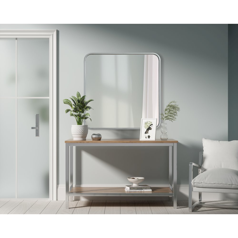 Contour Metal Square Mirror 24x24 in Silver
