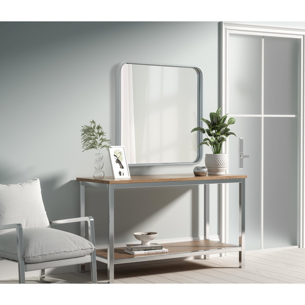 Contour Metal Square Mirror 24x24 in Silver