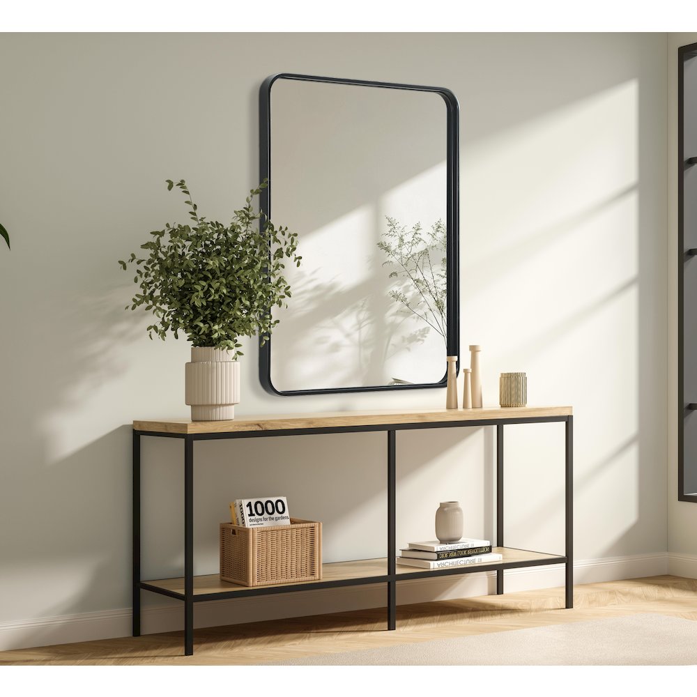 Contour Metal Rectangle Mirror 24x32 in Black