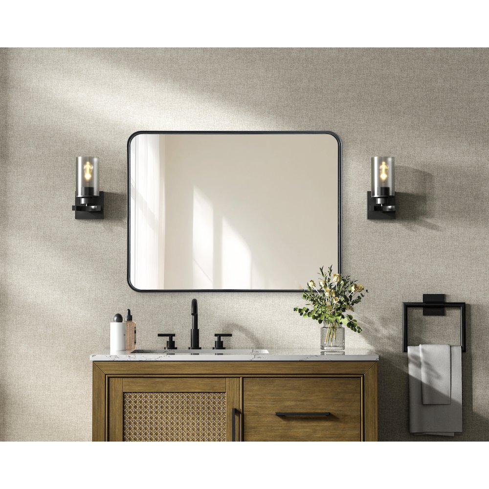 Contour Metal Rectangle Mirror 24x32 in Black