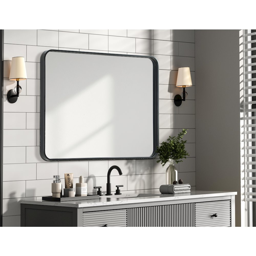 Contour Metal Rectangle Mirror 24x32 in Black