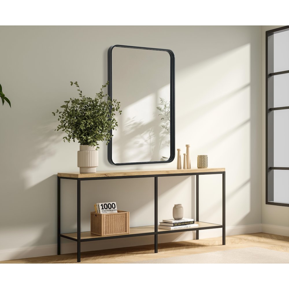 Contour Metal Rectangle Mirror 24x36 in Black