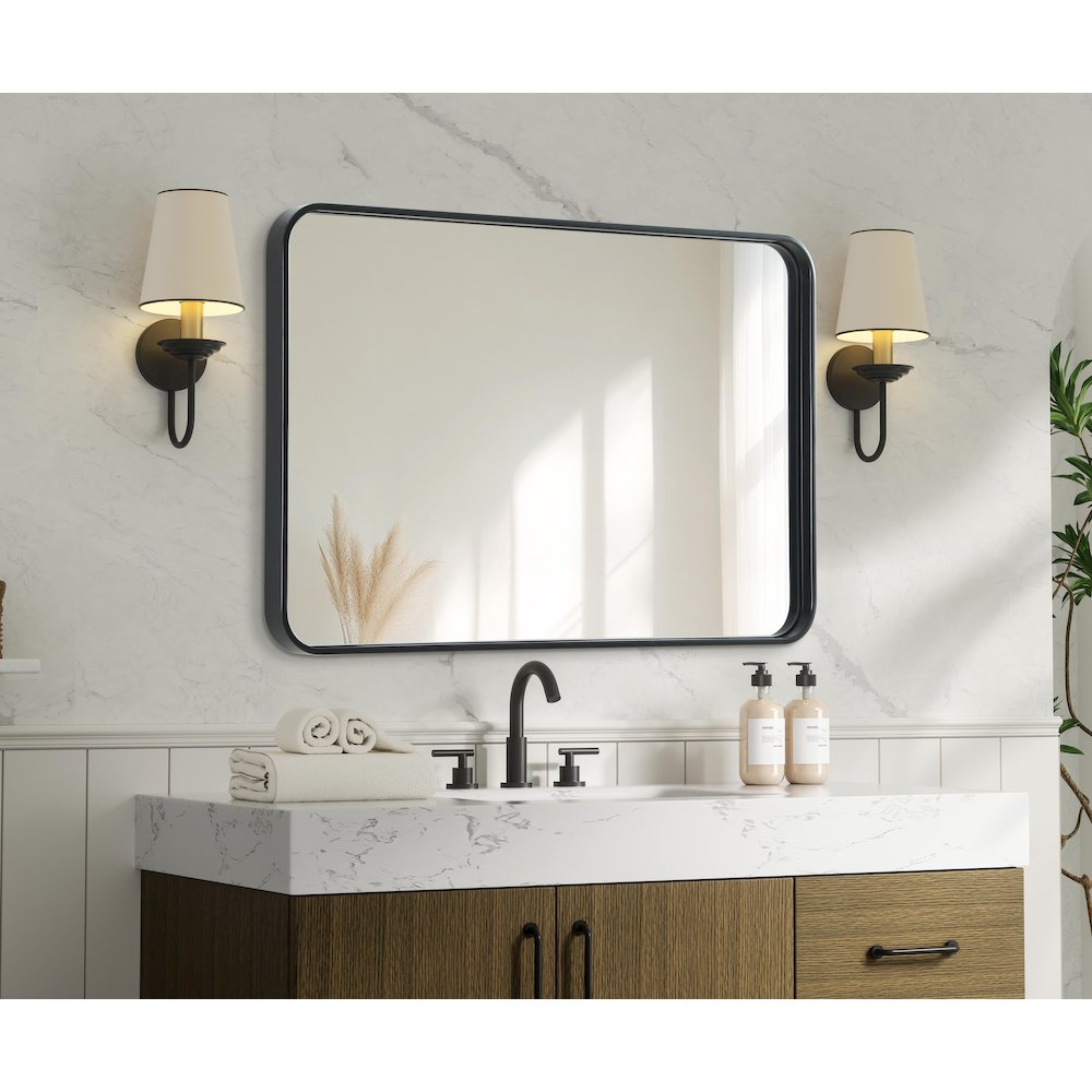 Contour Metal Rectangle Mirror 24x36 in Black