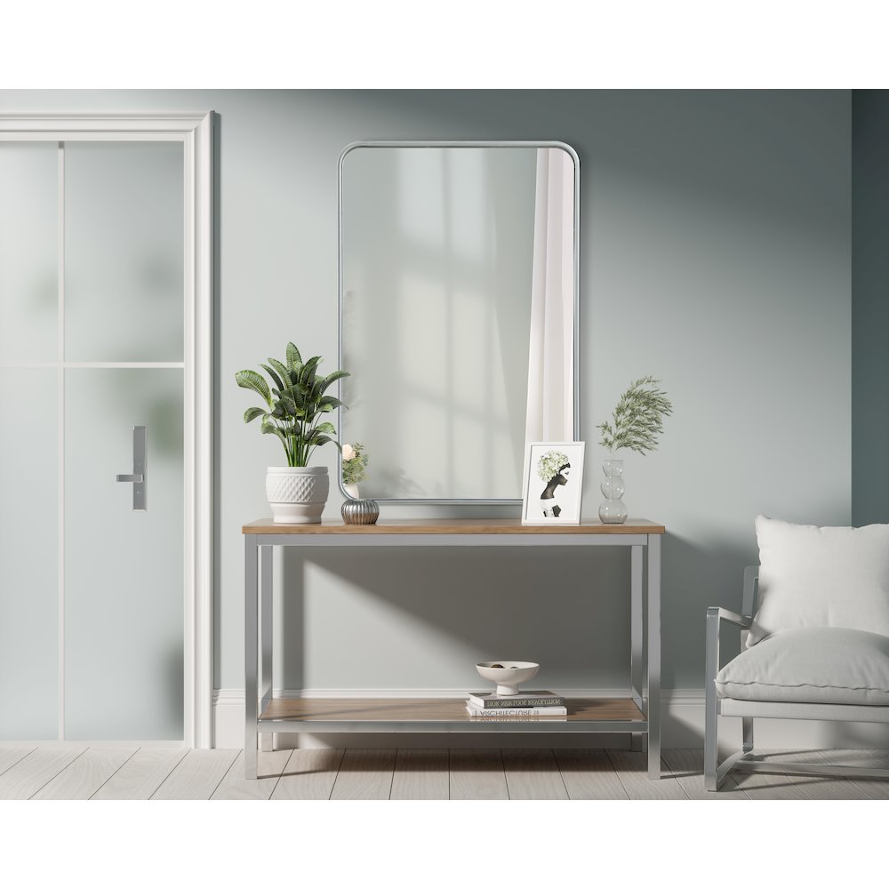 Contour Metal Rectangle Mirror 24x36 in Silver