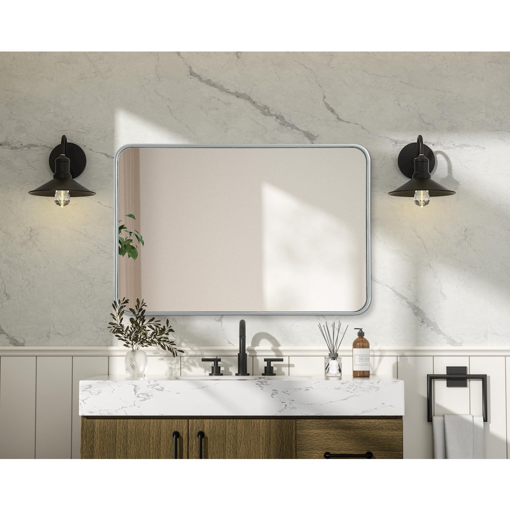 Contour Metal Rectangle Mirror 24x36 in Silver