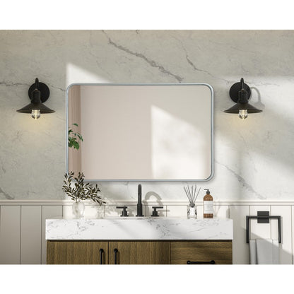 Contour Metal Rectangle Mirror 24x36 in Silver