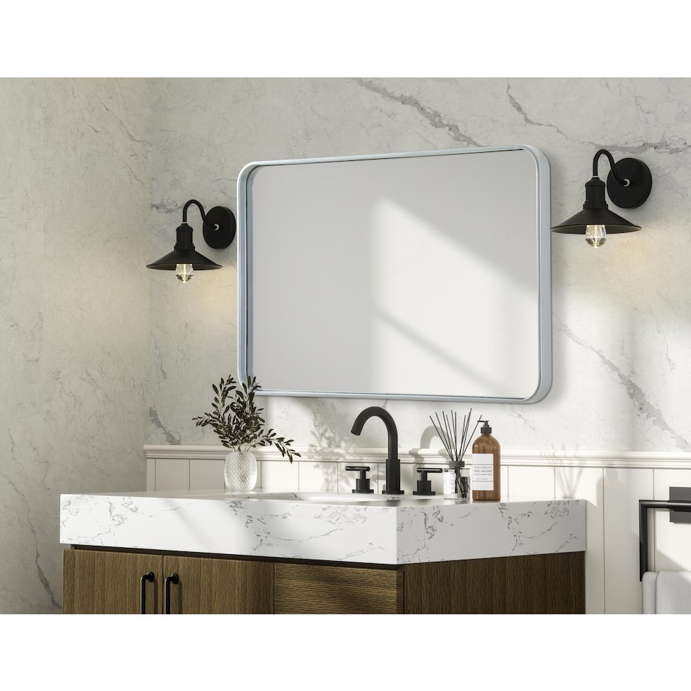 Contour Metal Rectangle Mirror 24x36 in Silver