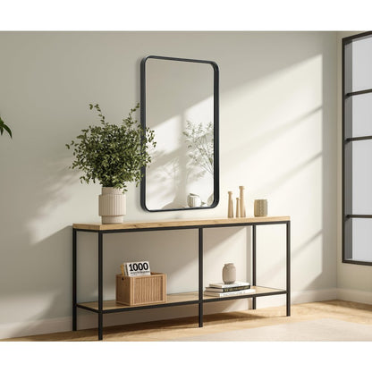 Contour Metal Rectangle Mirror 24x40 in Black