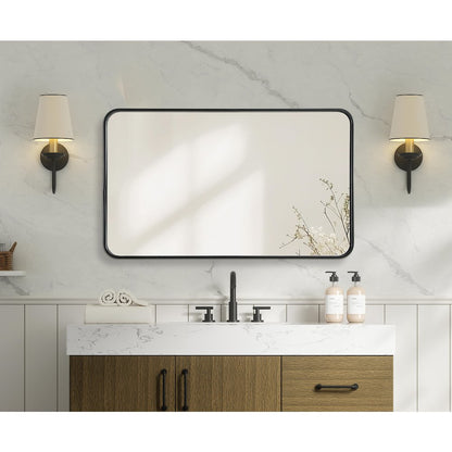 Contour Metal Rectangle Mirror 24x40 in Black