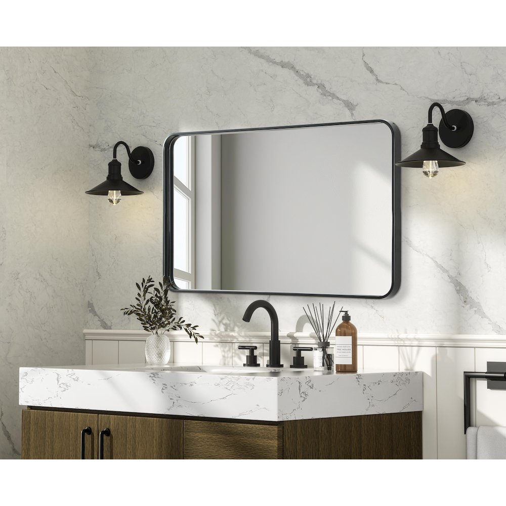 Contour Metal Rectangle Mirror 24x40 in Black