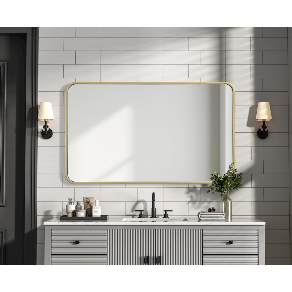 Contour Metal Rectangle Mirror 24x40 in Brass