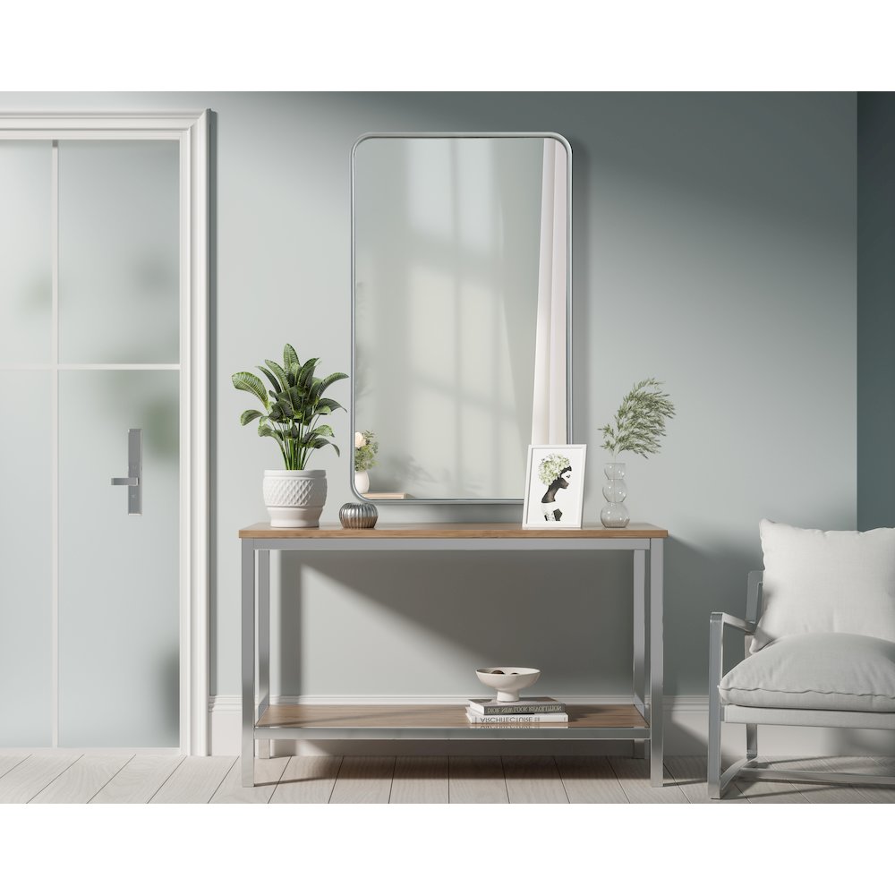 Contour Metal Rectangle Mirror 24x40 in Silver