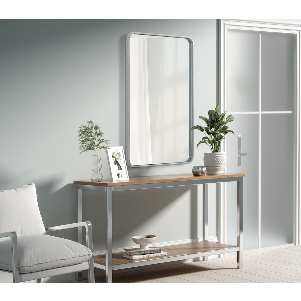 Contour Metal Rectangle Mirror 24x40 in Silver