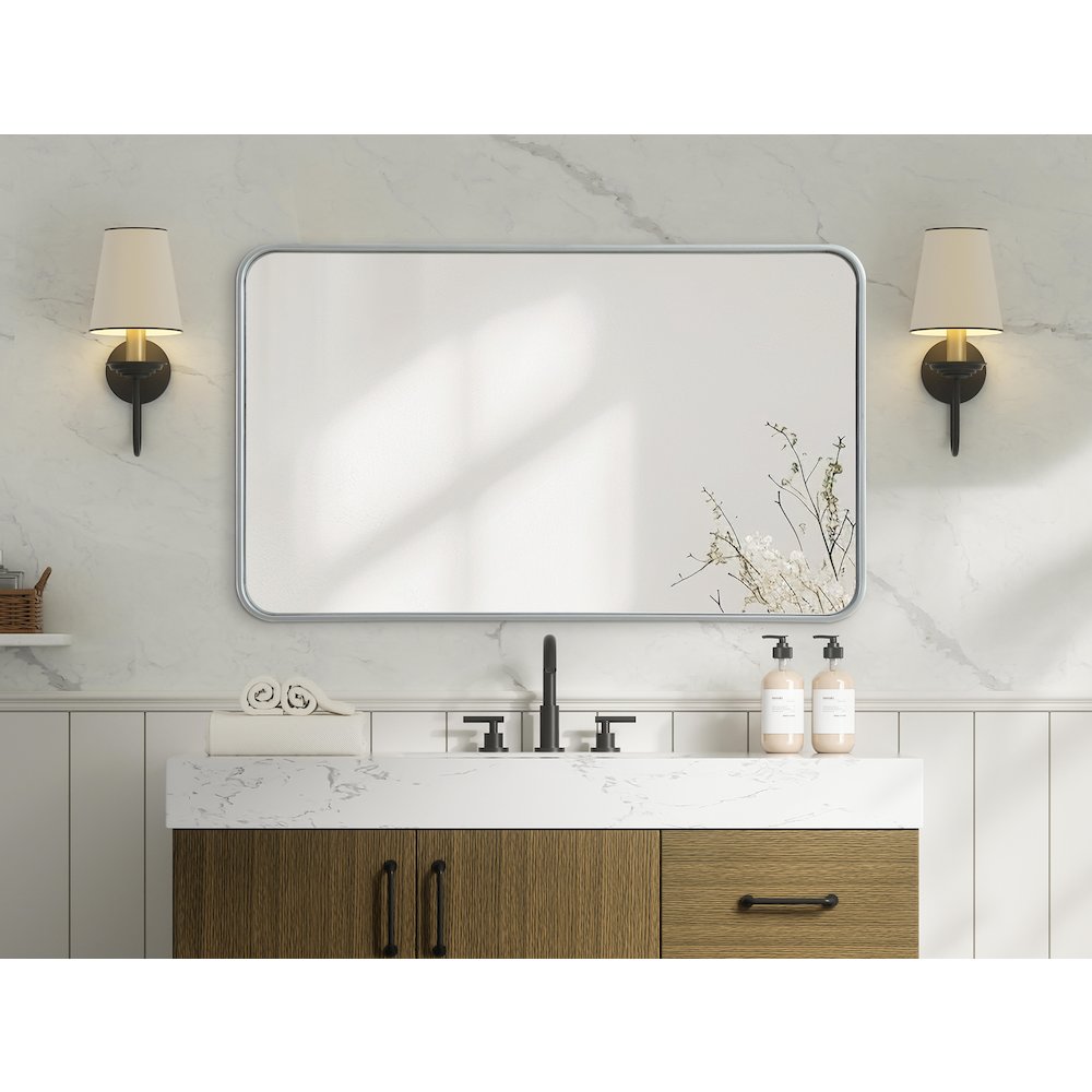 Contour Metal Rectangle Mirror 24x40 in Silver