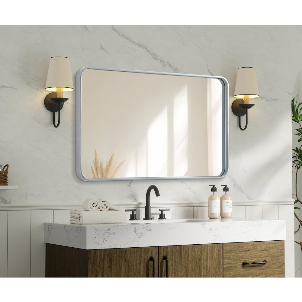 Contour Metal Rectangle Mirror 24x40 in Silver