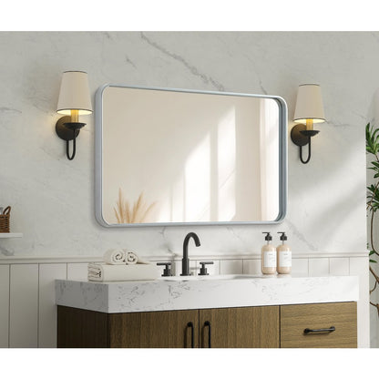 Contour Metal Rectangle Mirror 24x40 in Silver