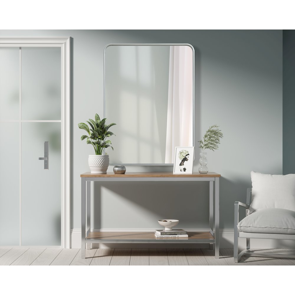 Contour Metal Rectangle Mirror 27x36 in Silver
