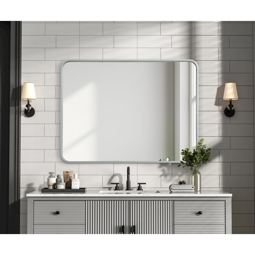 Contour Metal Rectangle Mirror 27x36 in Silver