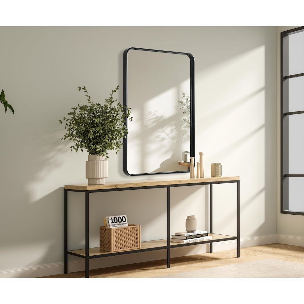 Contour Metal Rectangle Mirror 27x40 in Black