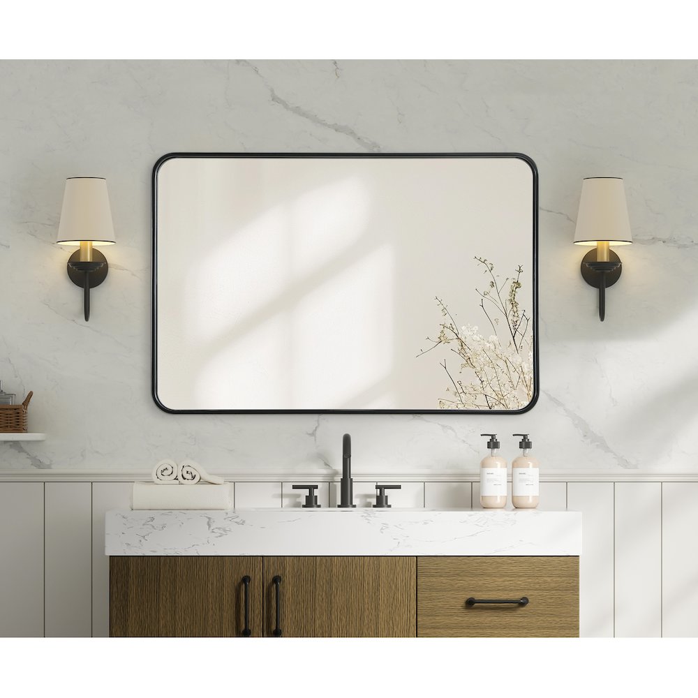 Contour Metal Rectangle Mirror 27x40 in Black