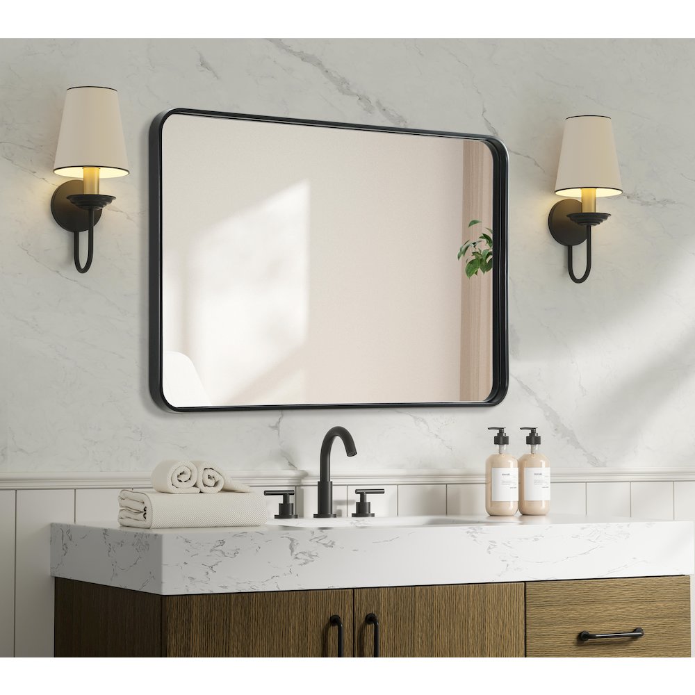 Contour Metal Rectangle Mirror 27x40 in Black