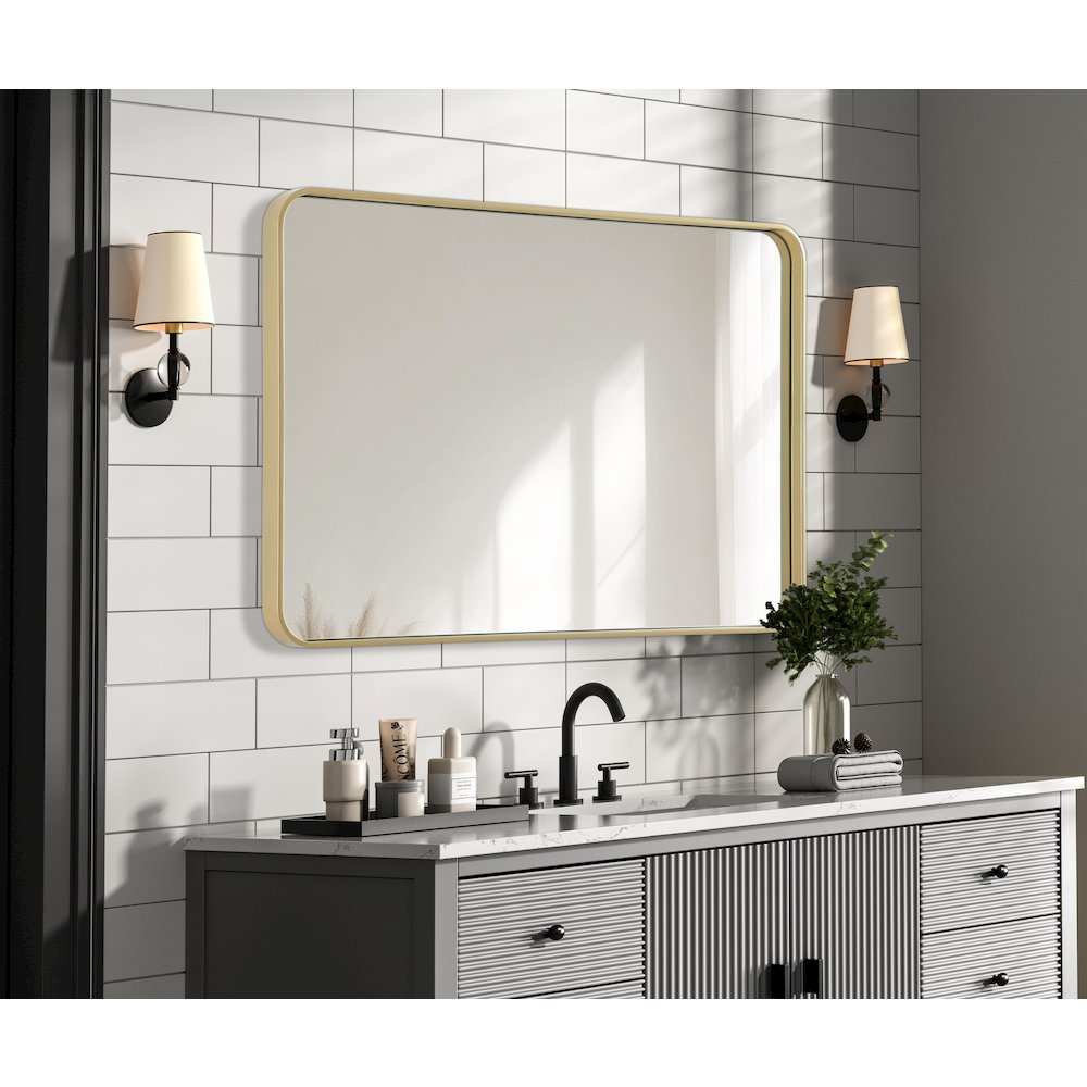 Contour Metal Rectangle Mirror 27x40 in Brass