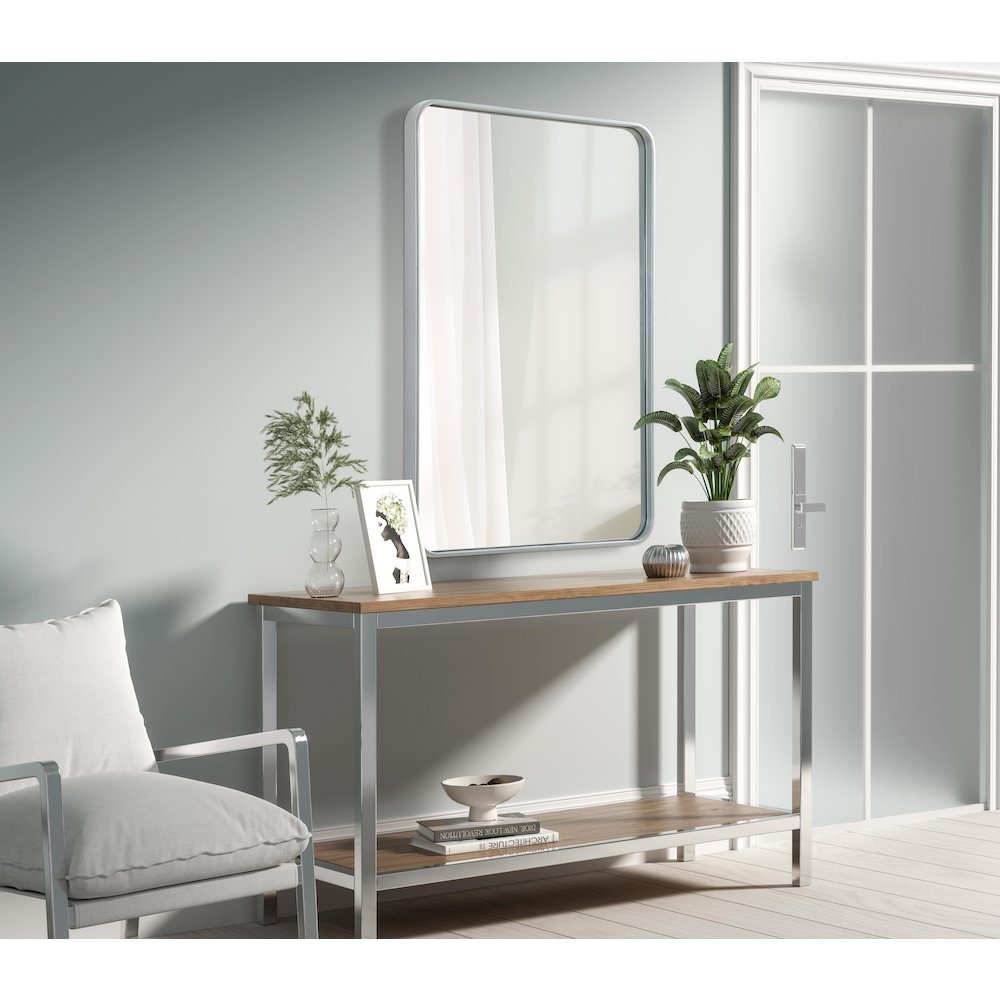 Contour Metal Rectangle Mirror 27x40 in Silver