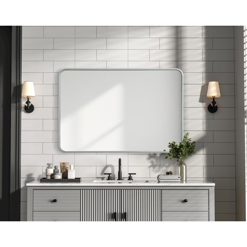 Contour Metal Rectangle Mirror 27x40 in Silver
