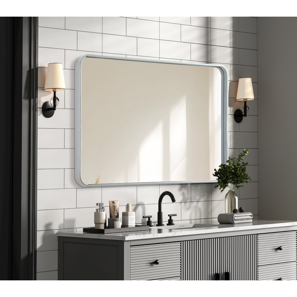 Contour Metal Rectangle Mirror 27x40 in Silver