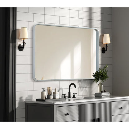 Contour Metal Rectangle Mirror 27x40 in Silver