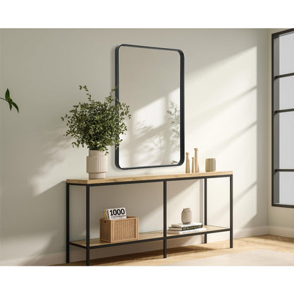 Contour Metal Rectangle Mirror 28x42 in Black