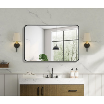Contour Metal Rectangle Mirror 28x42 in Black