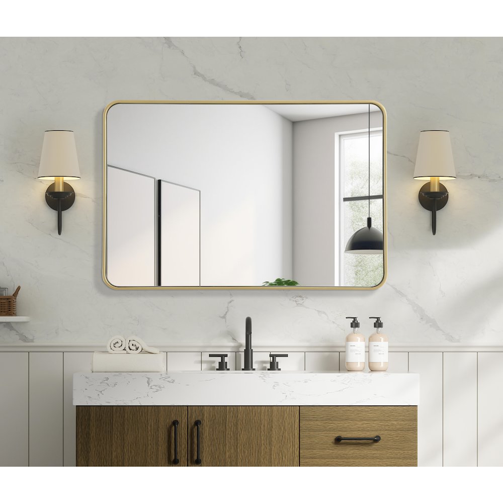Contour Metal Rectangle Mirror 28x42 in Brass