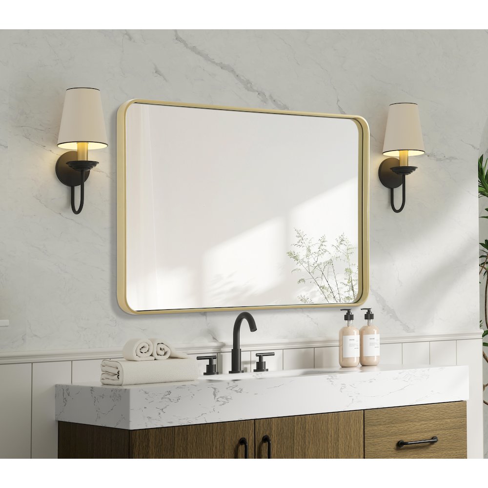 Contour Metal Rectangle Mirror 28x42 in Brass