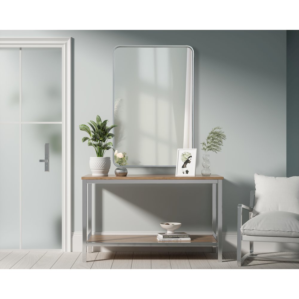 Contour Metal Rectangle Mirror 28x42 in Silver