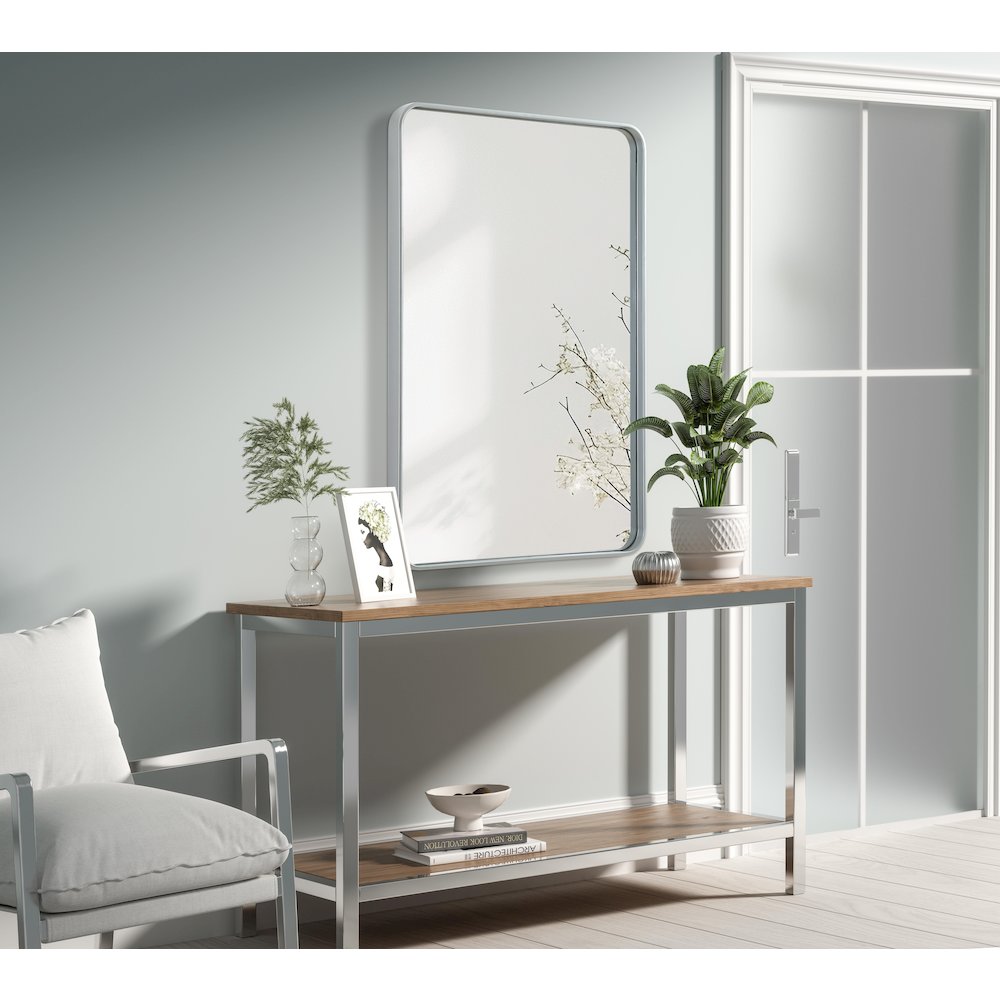 Contour Metal Rectangle Mirror 28x42 in Silver