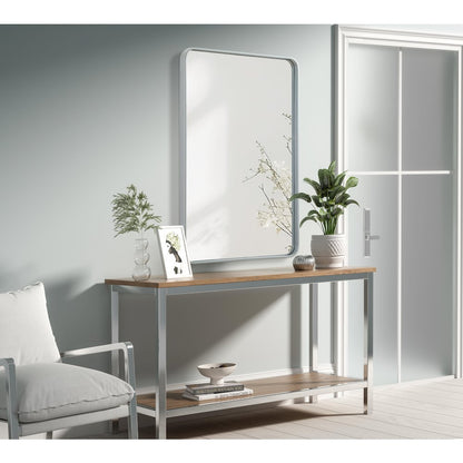 Contour Metal Rectangle Mirror 28x42 in Silver